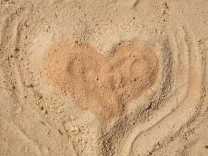 A heart build in the sand